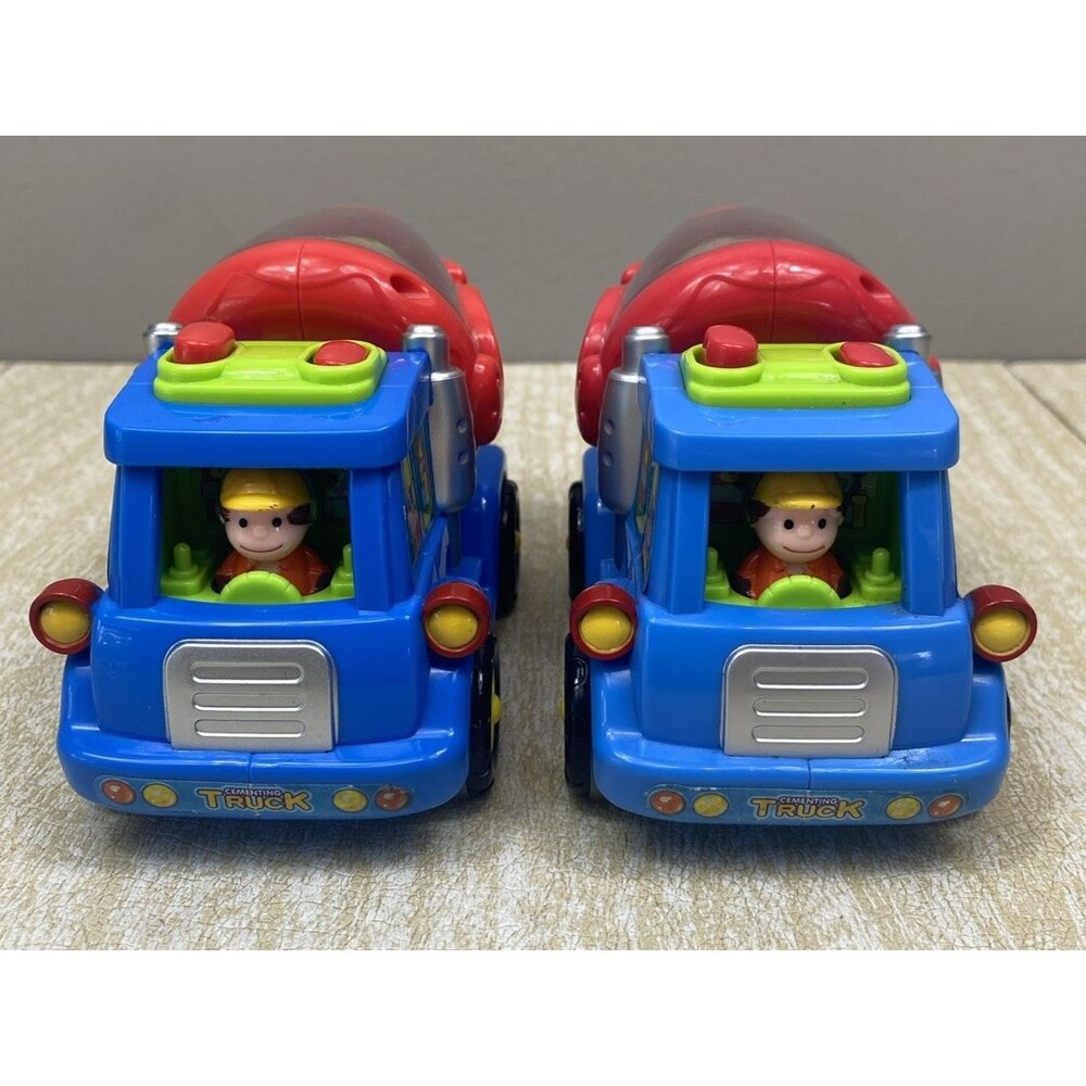 Lot of 2 Friction Powered Push and Go Toddler Toys Truck Cement Mixers